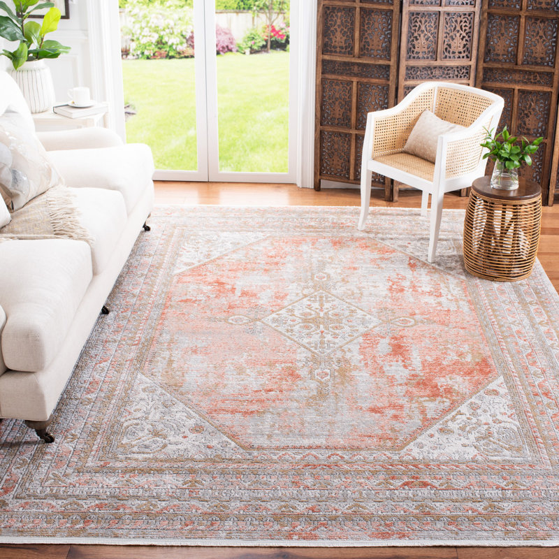 Tapis oriental rose / gris Radom, Rectangle 5 pi 3 po x 7 pi 6 po