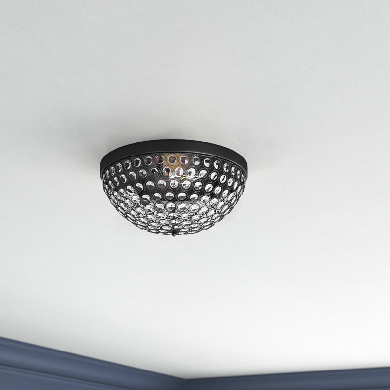 Plafonnier encastré 3 lumières 13,5 po Edson, Noir mat et clair