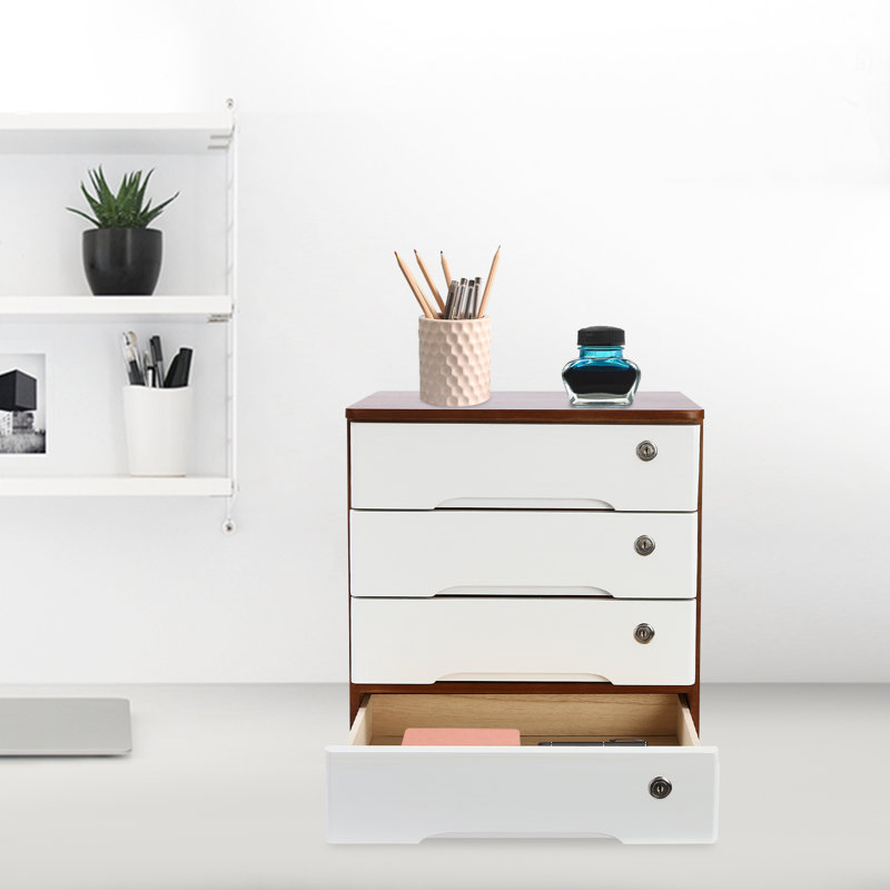 Organisateur de bureau avec tiroirs Kynston, Brun / blanc