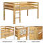 Lit mezzanine bas simple en bois avec échelle, finition blanche-10685024