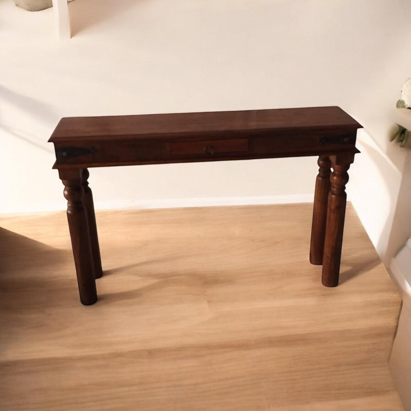 Elegant Derlyum 120cm Console Table – Solid Wood Top & Base with Handcrafted Finish for Home Décor, 80cm x 120cm x 30cm