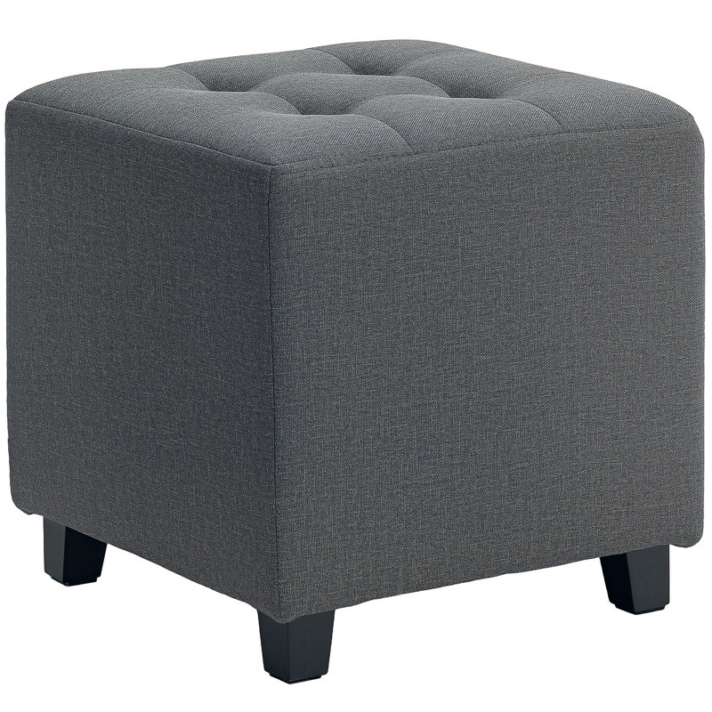 Taitianna Small Footstool Ottoman Rubber Wood Legs 35x35x35cm, Grey