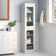 100% Solid Wood 16.5" Bathroom Cabinet with Frosted Glass Doors and Adjustable Shelves