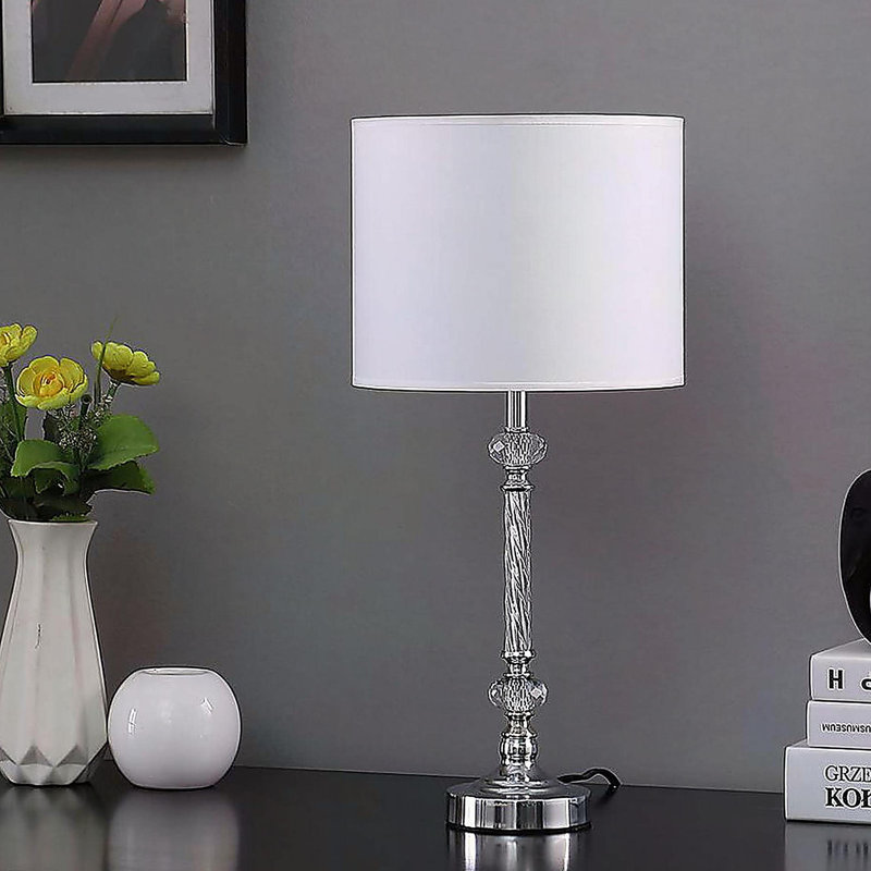 19.25" In Audrey Twisted Crystal Modern Silver Table Lamp