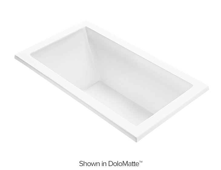 Andrea® 19 DoloMatte 54" x 32" Soaking Solid Surface Bathtub, Undermount, 20.75" H x 60" W x 36" D