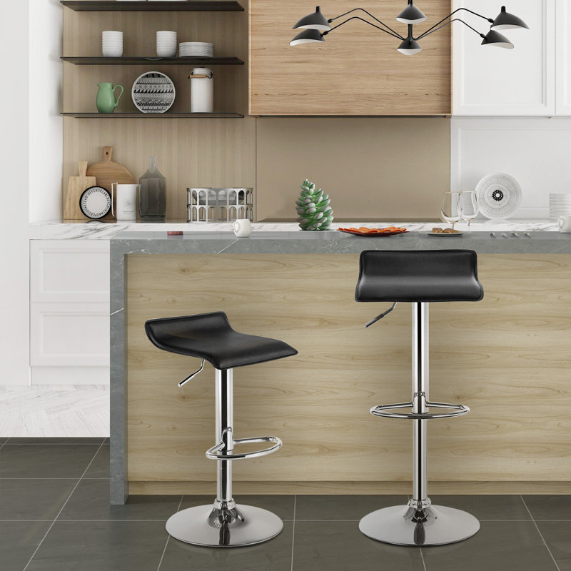 Barhocker Barstuhl Tresenhocker Kunstleder Gepolstert (2Er Set), Black