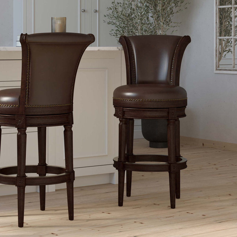 Tabouret de bar pivotant à haut dossier avec retour automatique et hauteur réglable