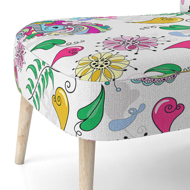 Chaise d'appoint rembourrée multicolore à motif cachemire floral
