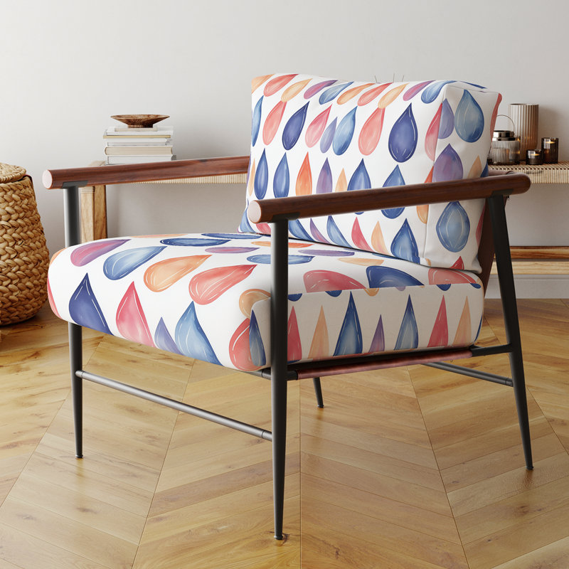 Chaise d'appoint Boho - Fauteuil Teardrops, Bras ronds bruns
