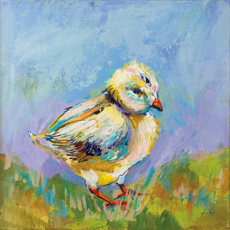 " Easter Chick " by Jeanette Vertentes, 12" H x 12" W, No, Wrapped Canvas