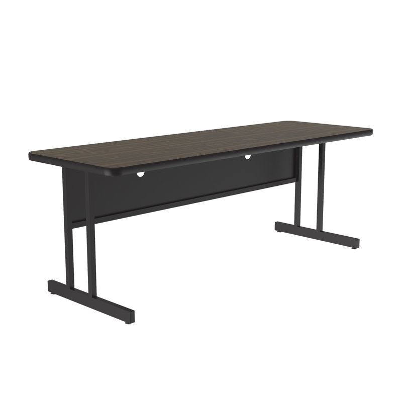 Metal Base Computer Desk, Walnut, 26" H x 60" W x 30" D