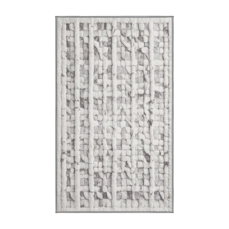 Machine Washable Gray Area Rug, Rectangle 5' x 7'