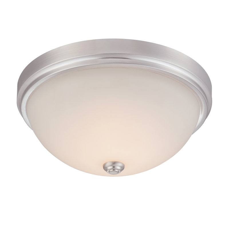 Kujawski Glass LED Flush Mount, Satin Platinum, 6" H x 13" W x 13" D