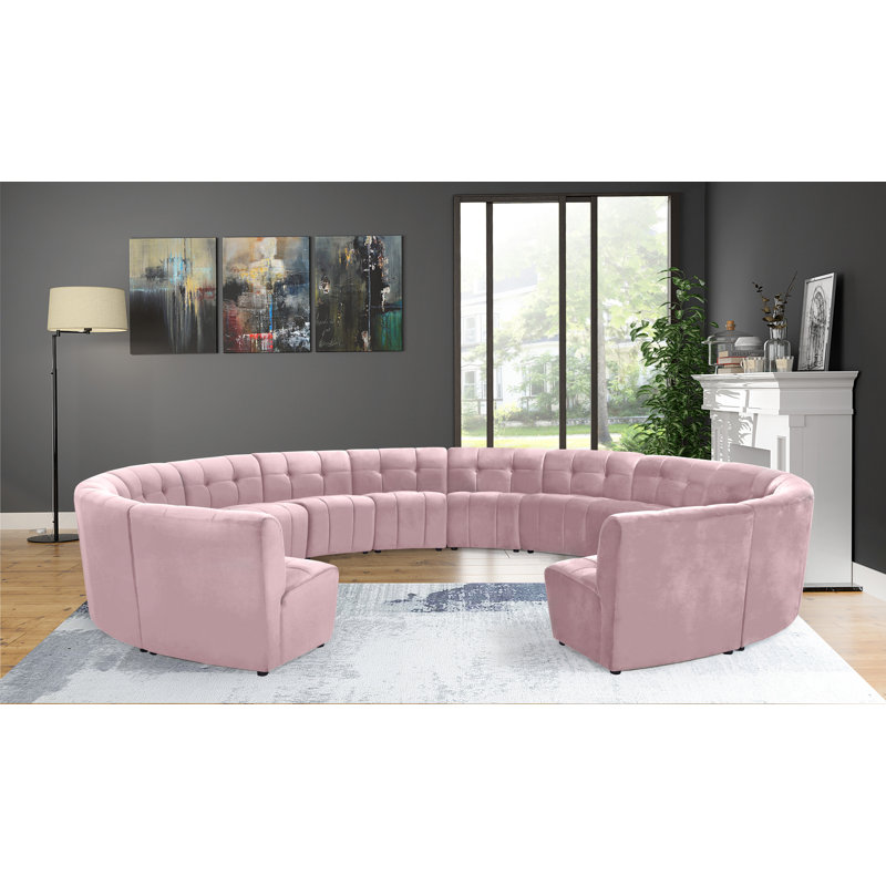 Jedson Velvet Sectional Symmetrical, Pink Velvet