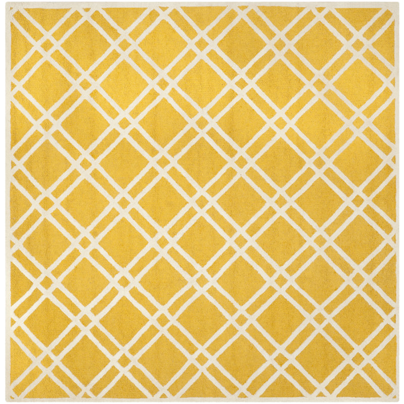 Deedgra Hand Tufted Wool Geometric Rug, Square 6'