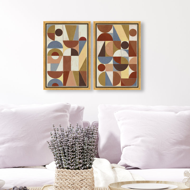 Tiled Set Set by Oliver Gal, 62"H x 42"W, Gold Floater Frame