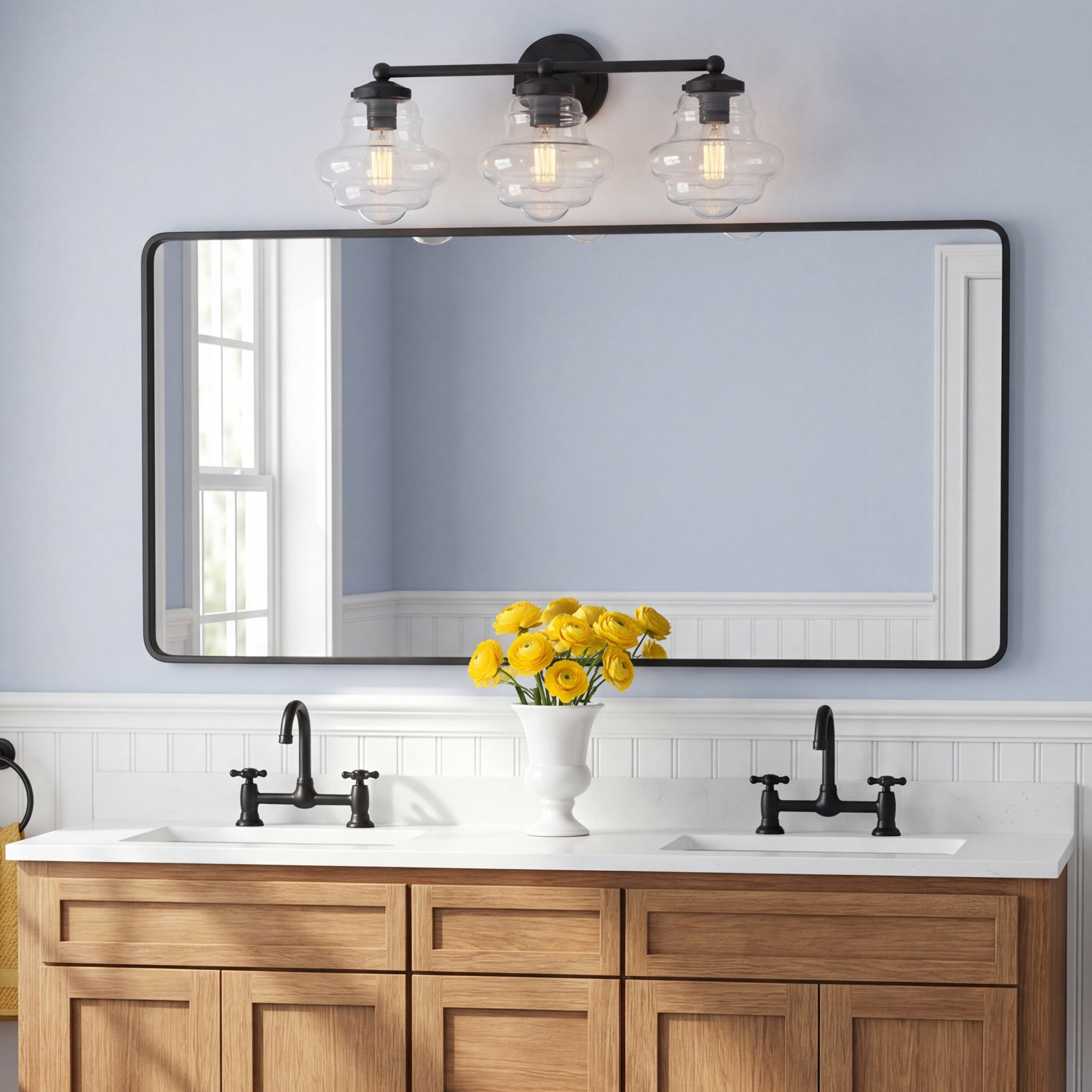 Marah 3 Light Transparent Dimmable Vanity Light, Oil Rubbed Bronze