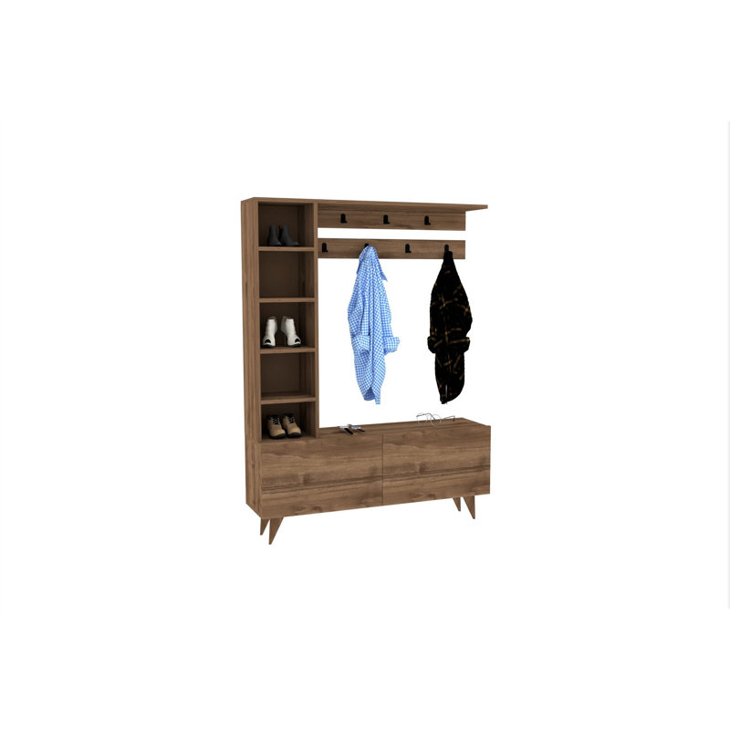 Jeffenese Hall Tree with Shoe Storage, Brown