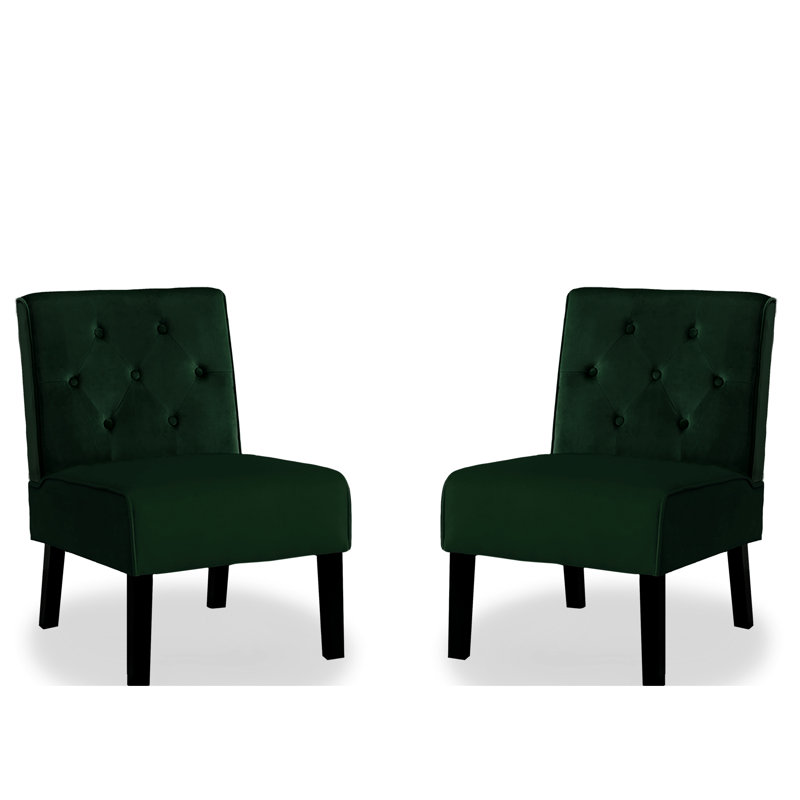 Fauteuil d'appoint en velours 2 pièces 2 pièces - Tissu doux pour salon, chambre à coucher, bureau 53 ", Green