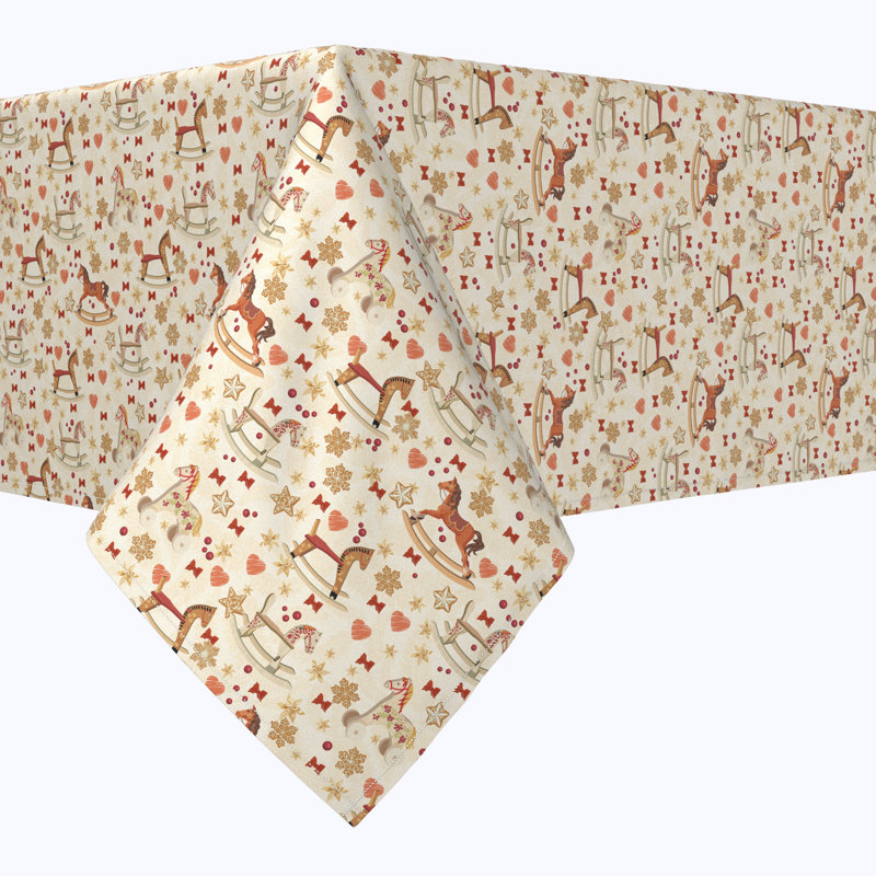 Square Tablecloth, 100% Cotton, 52X52", Vintage Rocking Horses