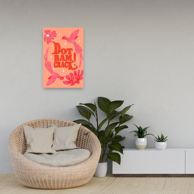 "Pink Birds" Groovy Text, 24" H x 16" W