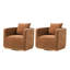 Fauteuil demi-tonneau pivotant moderne en bois massif avec coussin de dossier l 32,75 po Berklie-497334103