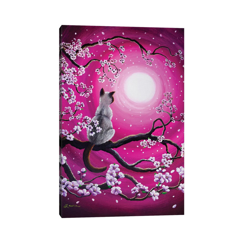 Magenta Morning Sakura by Laura Iverson - Wrapped Canvas Painting, 30.48 cm H x 45.72 cm W