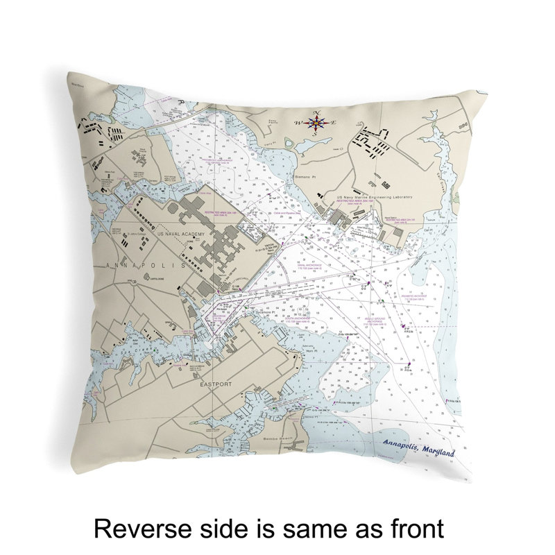  Annapolis - Usna, Md Nautical Map Outdoor Square Pillow Cover & Insert