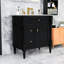 Meuble-lavabo autoportant élégant avec lavabo en céramique, grand rangement et tablette réglable-832032857-832032854