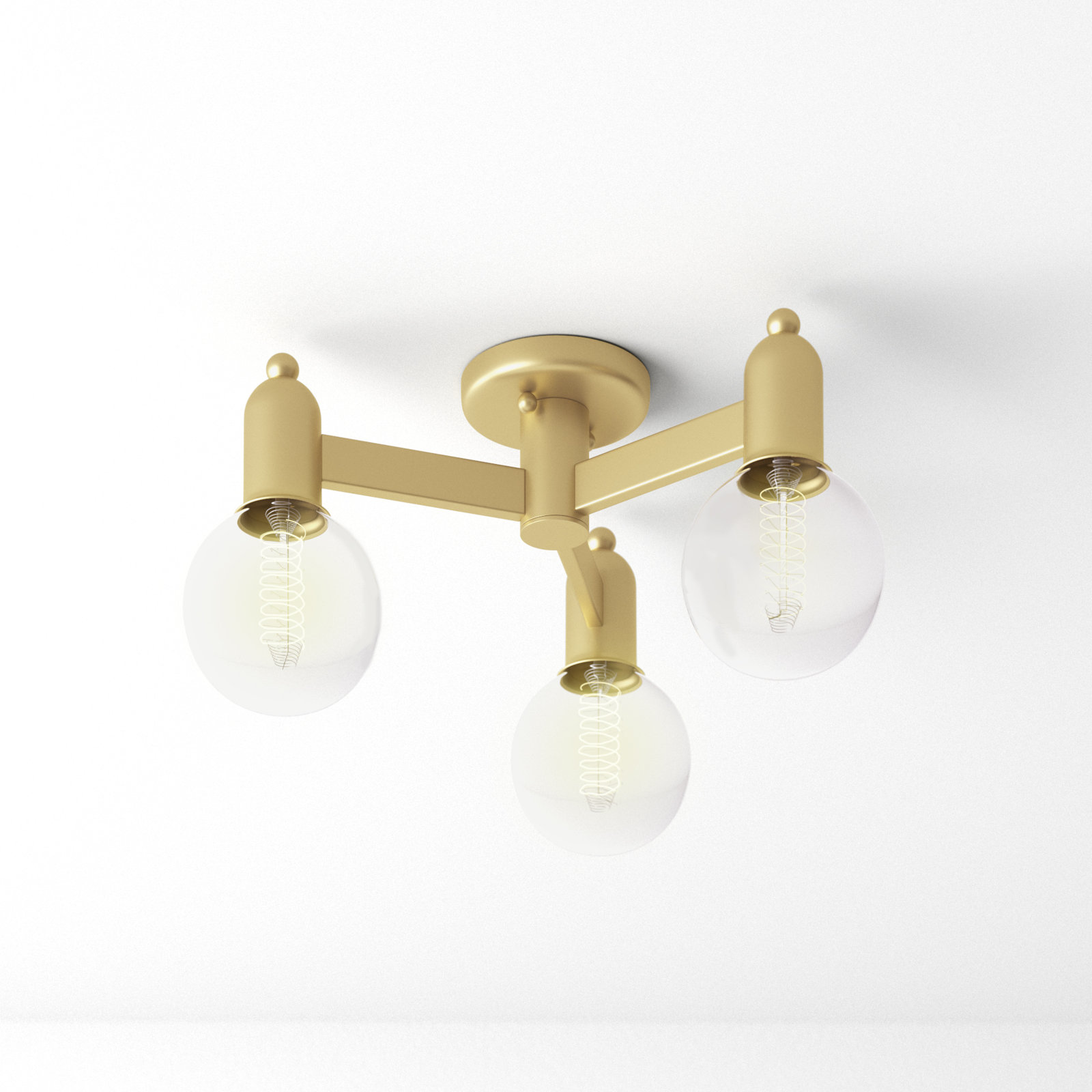 Saimi 3-Light Semi Flush Mount, Aged Brass