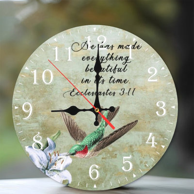Horloge murale en bois 10 po, mouvement silencieux, à piles (piles AA non incluses), décor artistique, parfait pour les décorations