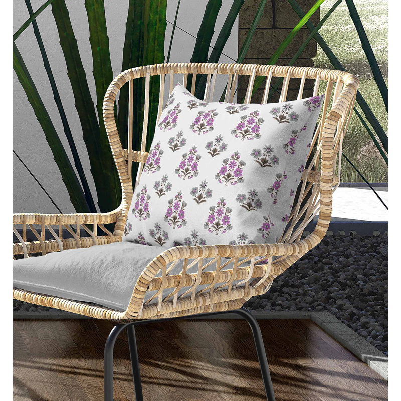 Palace Resting Floral Indoor/Outdoor, Carré 18 po, Blanc/mauve
