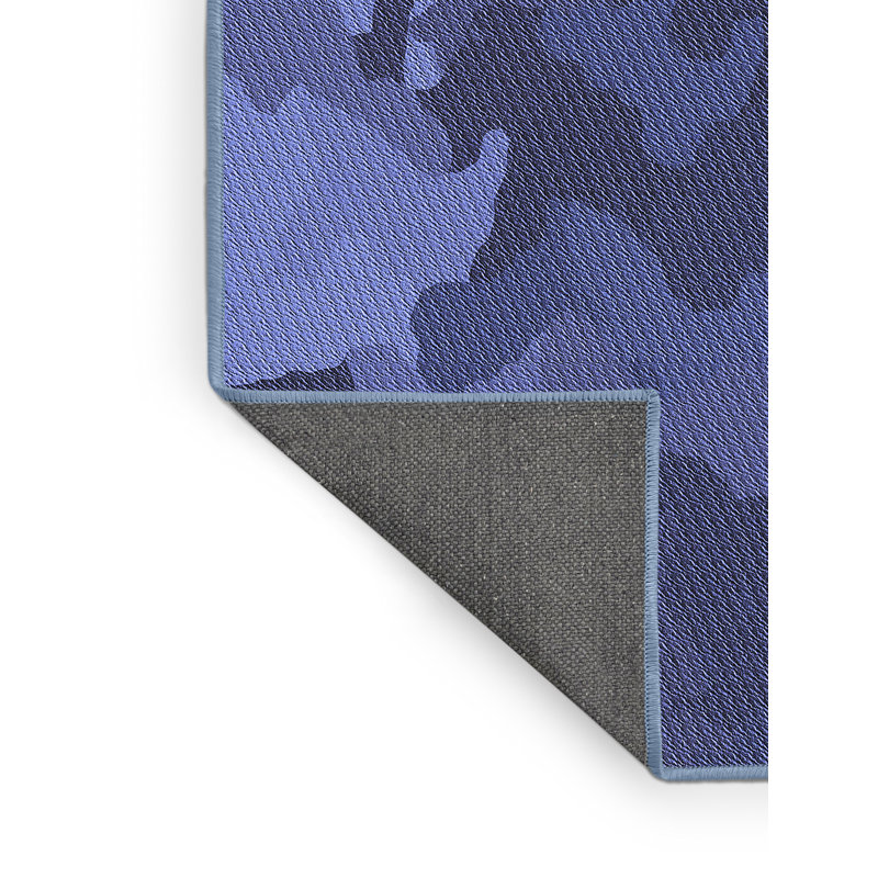 Tapis bleu camouflage en laine, Rectangle 2 pi x 3 pi