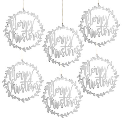 Merry Christmas Wreaths - Ensemble de 6 - Argent