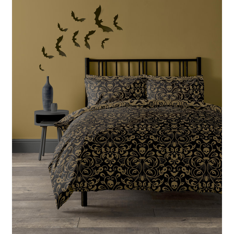 Dark Damask Duvet Cover Set with Pillowcases Duvet Cover Set with Pillowcases, Premium Poly cotton Quilt Cover, Soft and Breathable 