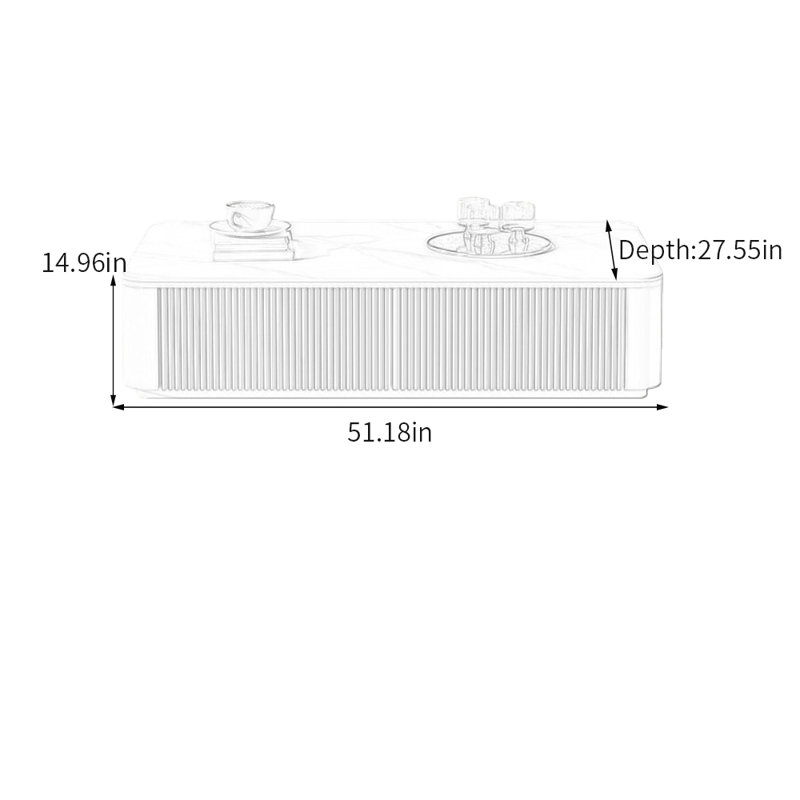 Table basse avec tiroir Luxury Rock, 14.96" H x 51.18" L x 27.55" W