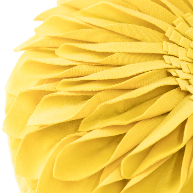 Housse et insert décoratif décoratif 3D Floral, H 14 po x l 14 po, Jaune d'œuf - velours