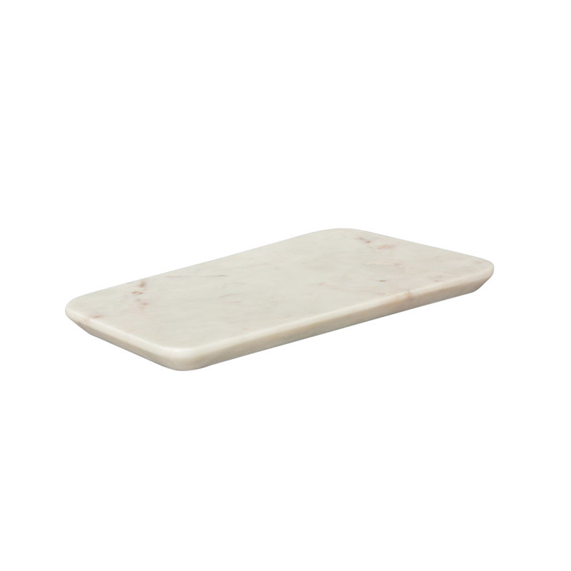 Quadra Large White Marble Cutting Board, Contemporary Chopping Board for Kitchen, Serving Platter and Food Preparation