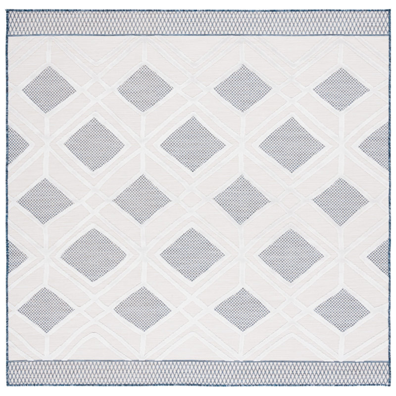 Kenenth Performance Geometric Indoor/Outdoor Area Rug, Square 6'5"
