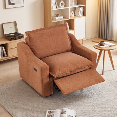 Zero Gravity Power Recliner Chair, Cloud Reclining Sofa with USB & Type-C ports-Orange