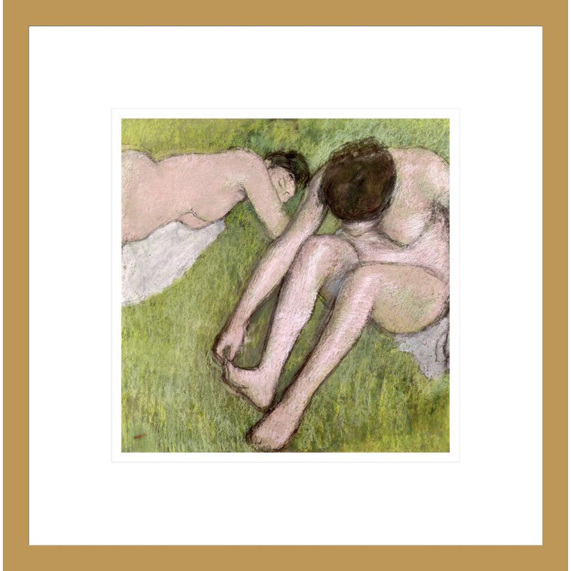 «Two Bathers on the Grass» par Edgar Degas, impression giclée encadrée, H 13,89 po x l 13,75 po