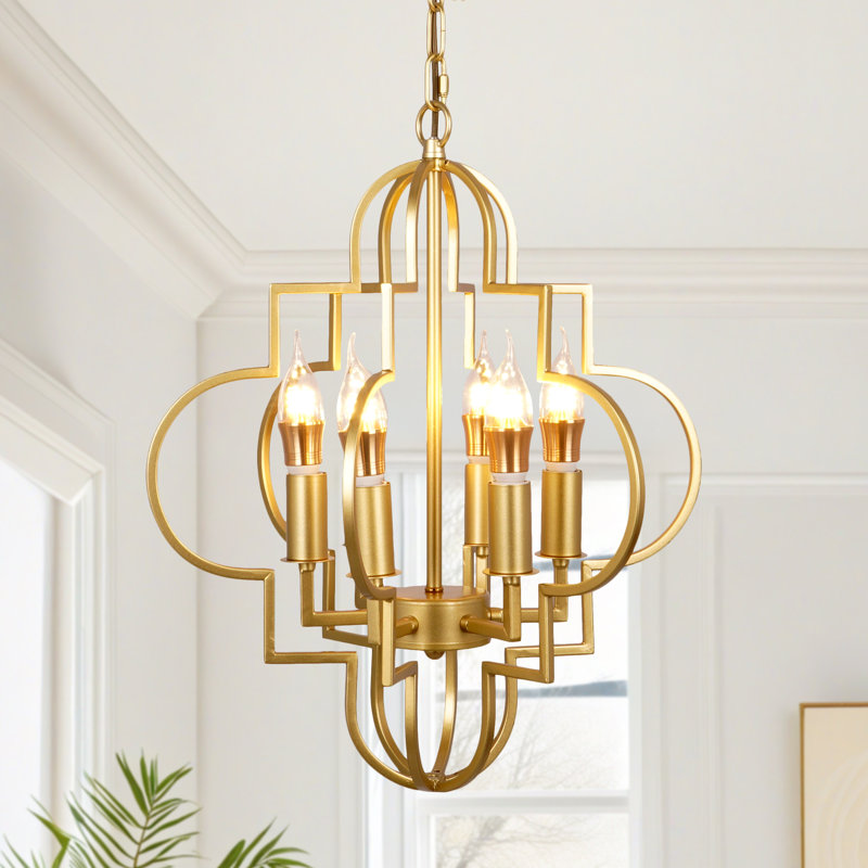 Modern Gold Pendant Light With 6 Warm Light