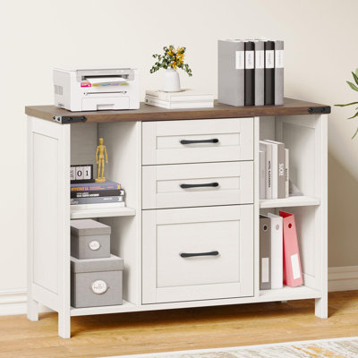 88 cm W 3 -Drawer Solid Wood Filing Cabinet