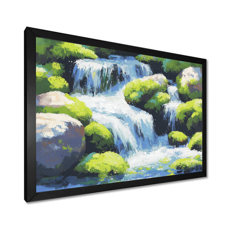 Cascade d'eau à Washington I - Washington Wall Art Living Room, Reproduction encadrée d'une seule photo sans pass, Noir