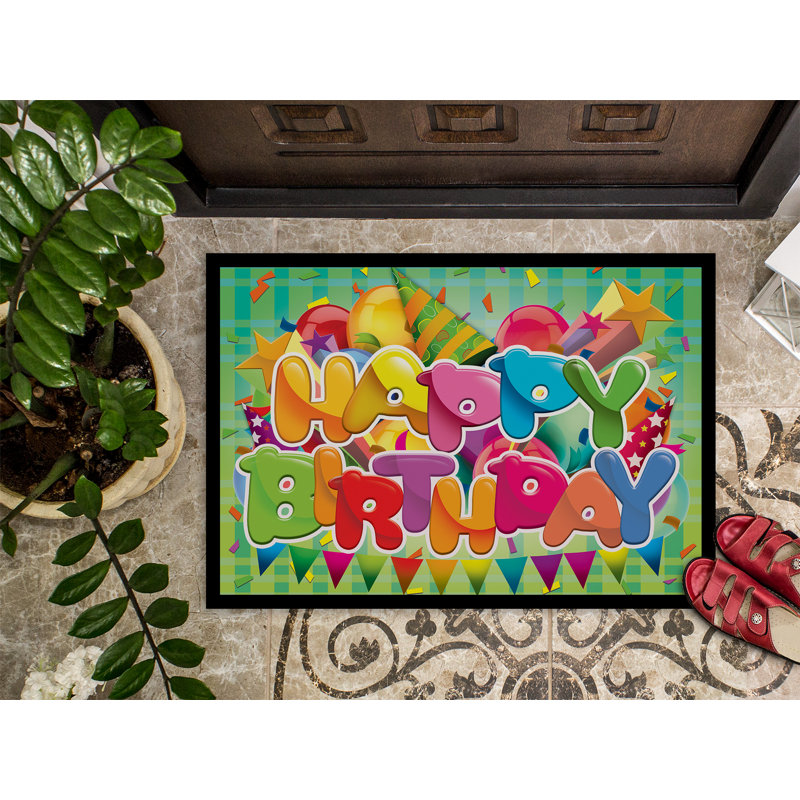 Tapis d'extérieur antidérapant Fehzan Happy Birthday, Rectangle 1 pi 6 po x 2 pi 3 po