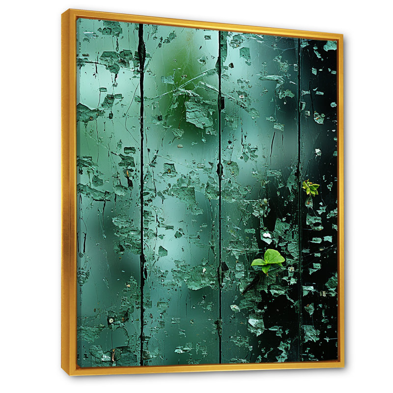 «Abstract Jungle Gardens Window View - Jungle», art mural, Cadre flottant doré, H 20 po x l 12 po x P 1 po