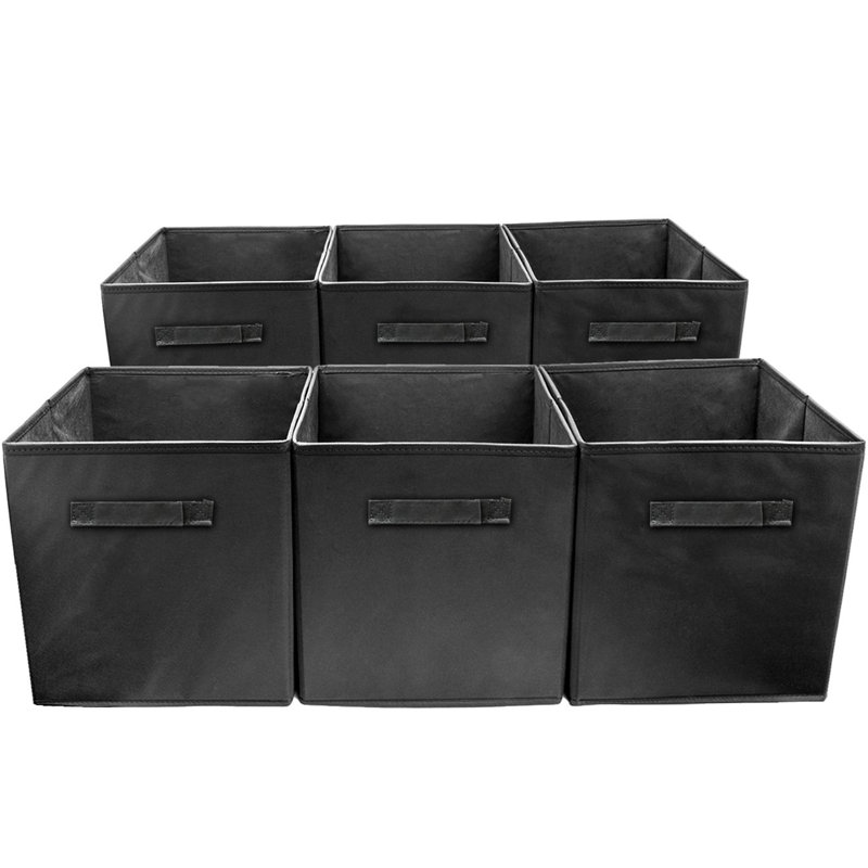 Sorbus 11" Foldable Storage Cubes with Handles, Black