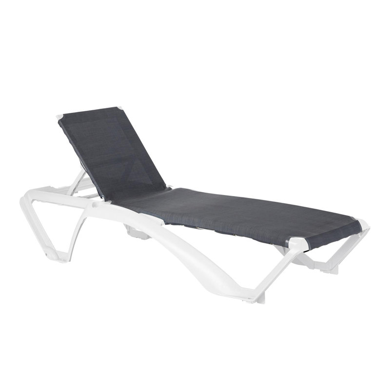 190cm Long Reclining Single Chaise, Demin, White