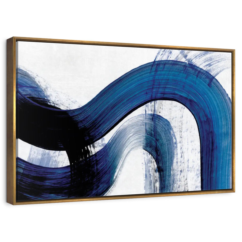 Blue Clota Curves, Cadre flottant doré, 31 po x 21 po