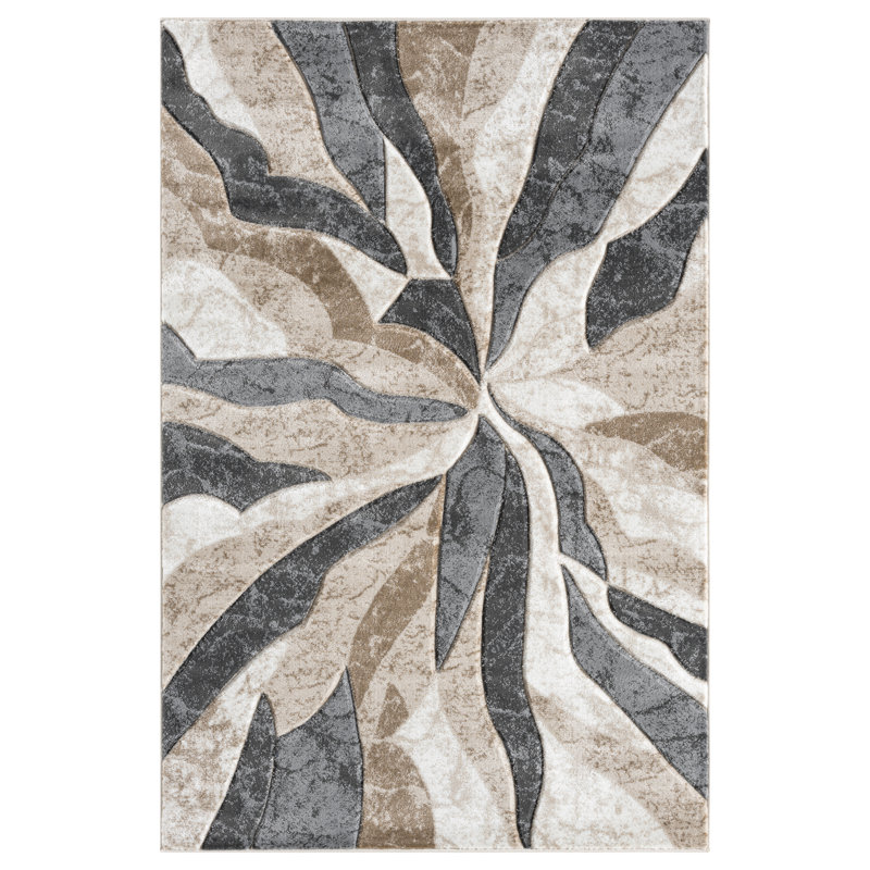 Modern Hand Carved Abstract Geometric Contemporary Rug For Living Room Bedroom, Rectangle 1'7" x 2'7"